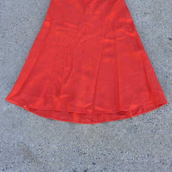 Talbots 16P Pure Irish Linen Orange A-Line Midi Skirt Coastal Grandma - Picture 3 of 10
